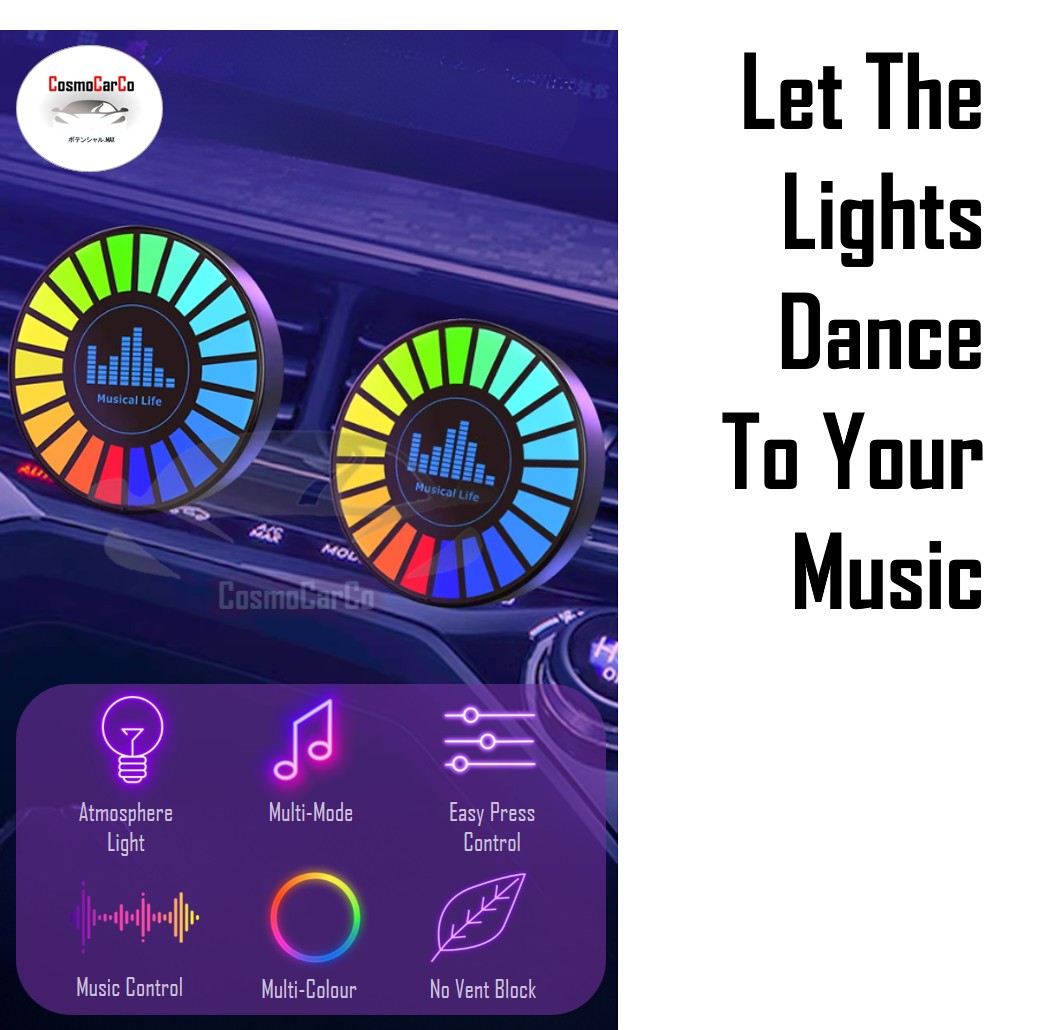 2Pcs Car Interior LED Light RGB Music Control Decoration Multi-Colour Atmosphere Neon Glow Lights USB-C