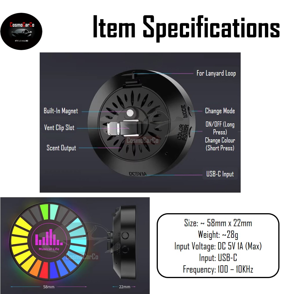 2Pcs Car Interior LED Light RGB Music Control Decoration Multi-Colour Atmosphere Neon Glow Lights USB-C