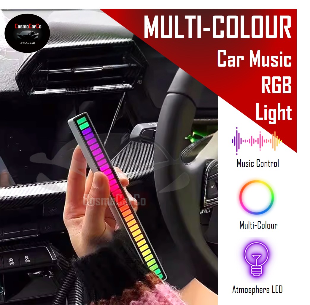 2Pcs Car Interior LED Light RGB Music Control Decoration Multi-Colour Atmosphere Ambient Neon Glow Stick