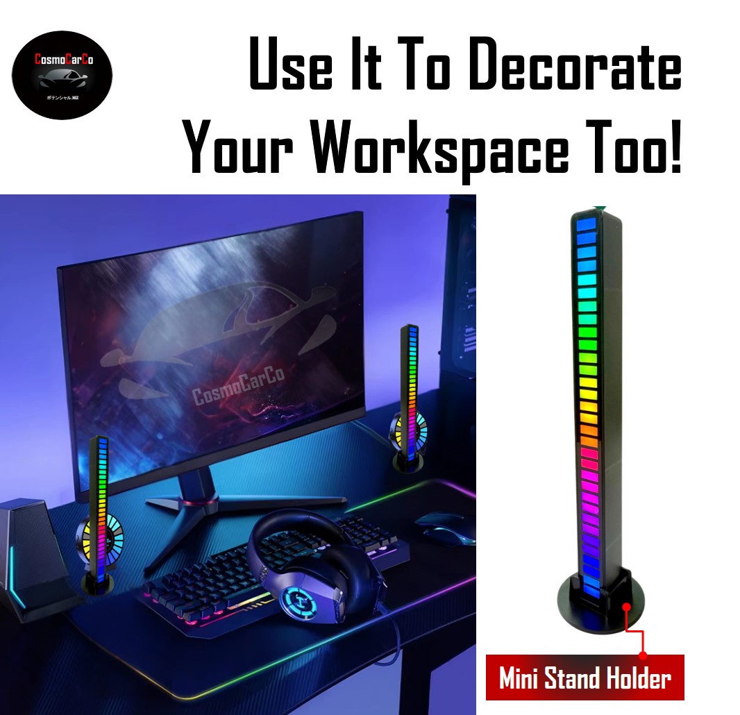 2Pcs Car Interior LED Light RGB Music Control Decoration Multi-Colour Atmosphere Ambient Neon Glow Stick