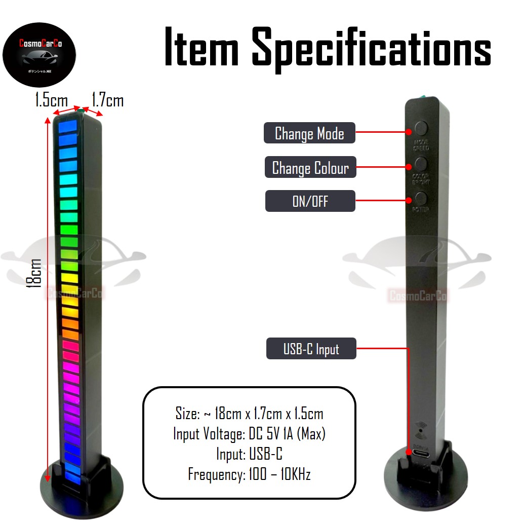 2Pcs Car Interior LED Light RGB Music Control Decoration Multi-Colour Atmosphere Ambient Neon Glow Stick