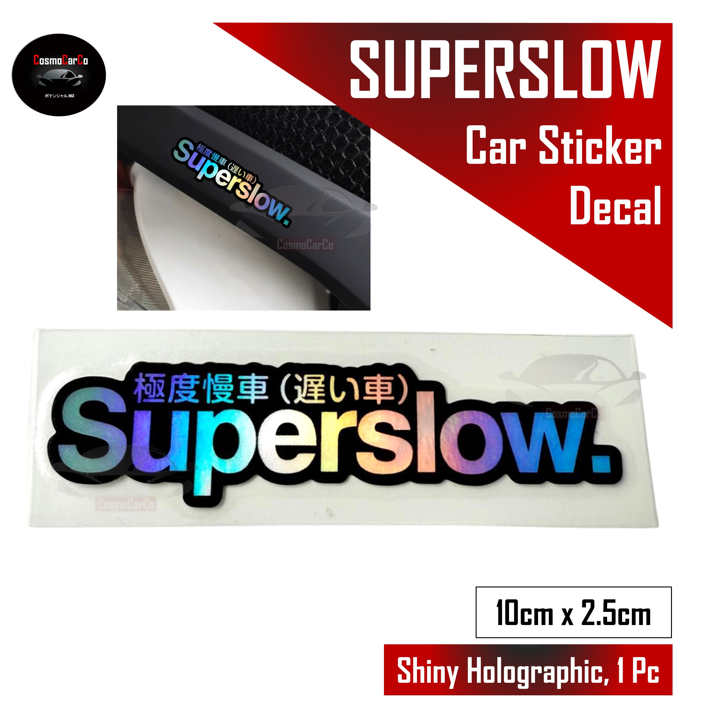 SUPERSLOW Car Body Sticker Small Decal Motorcycle Motorbike SHINY Holographic Window Stickers JDM