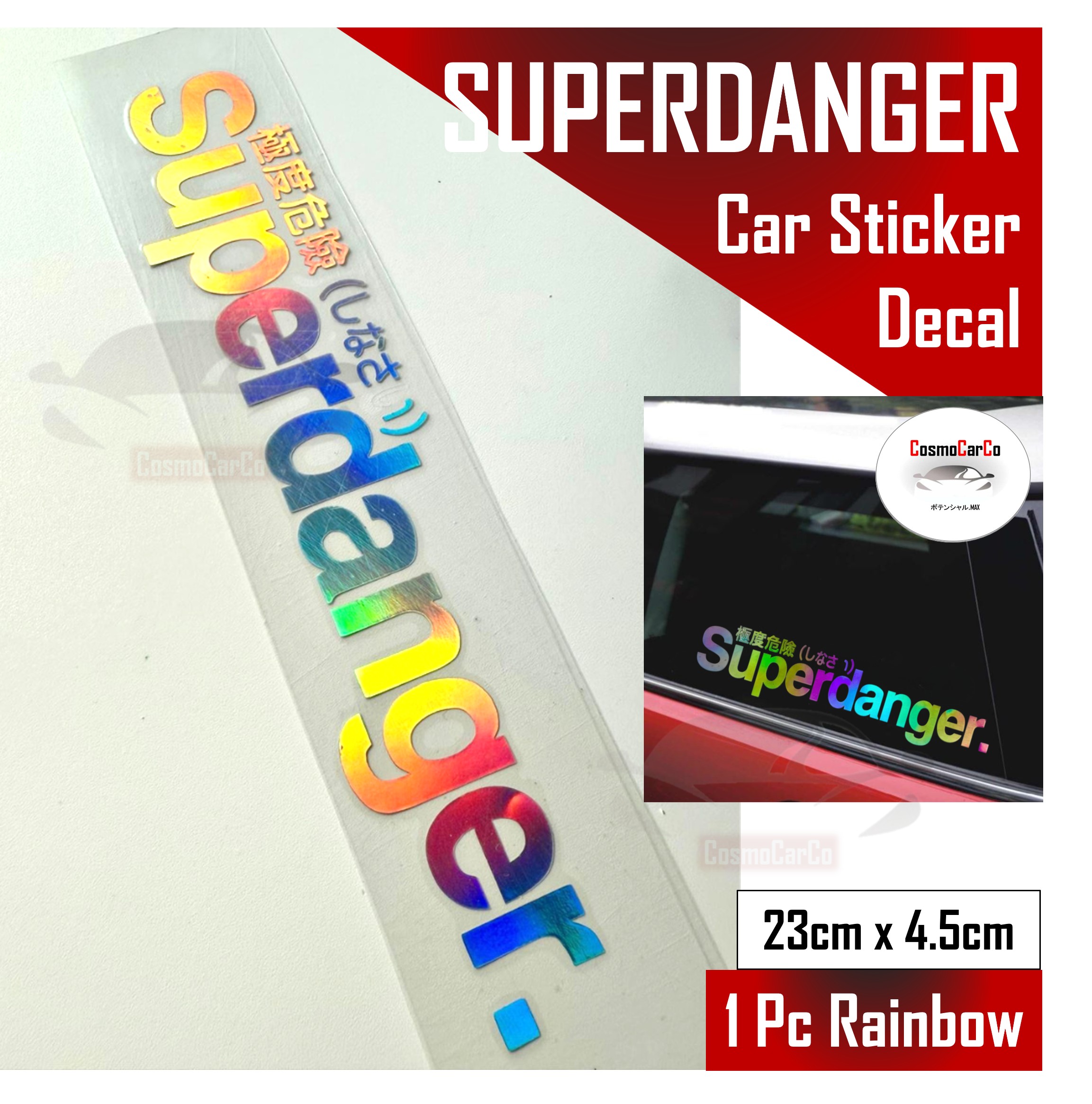 SUPERDANGER Car Body Sticker Decal Motorcycle Motorbike SHINY Holographic Window Stickers JDM