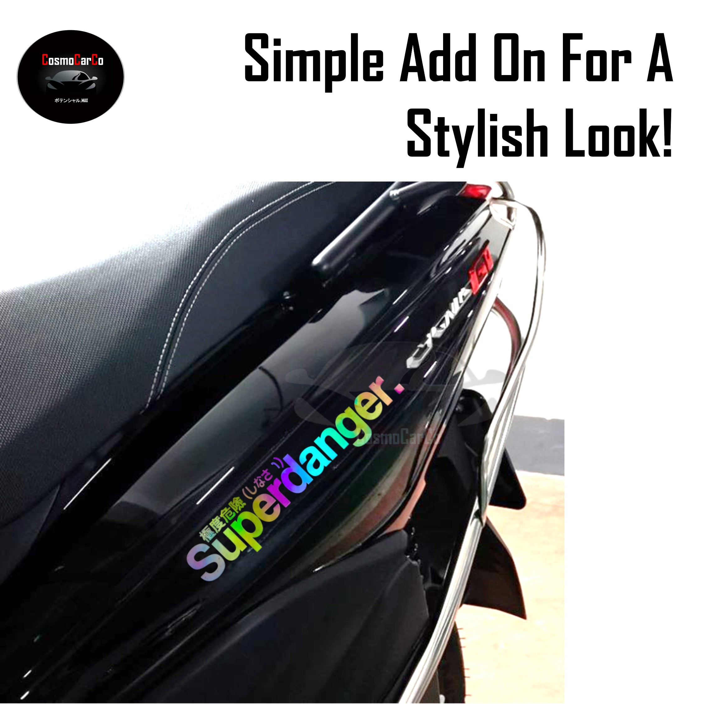 SUPERDANGER Car Body Sticker Decal Motorcycle Motorbike SHINY Holographic Window Stickers JDM