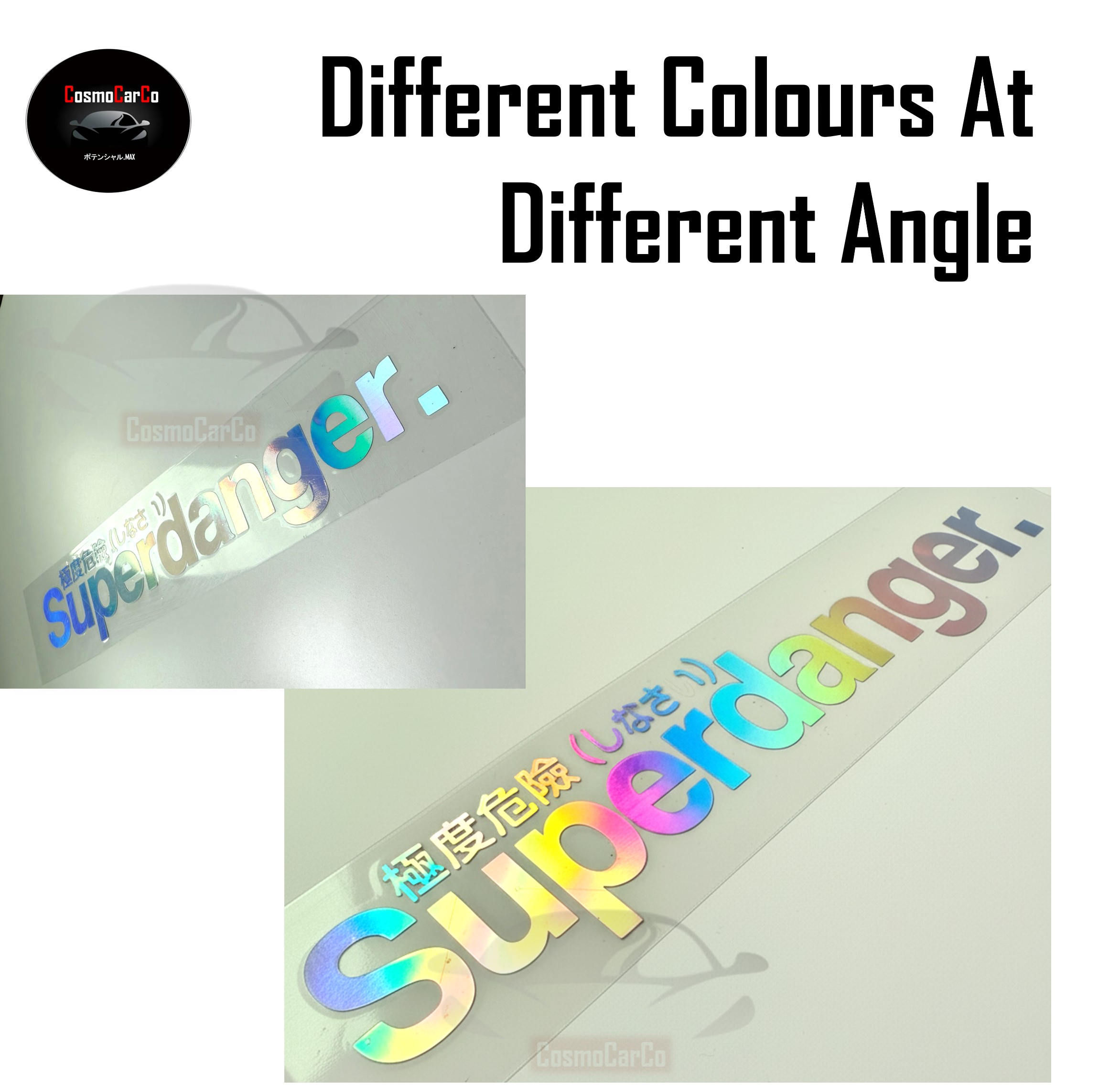 SUPERDANGER Car Body Sticker Decal Motorcycle Motorbike SHINY Holographic Window Stickers JDM