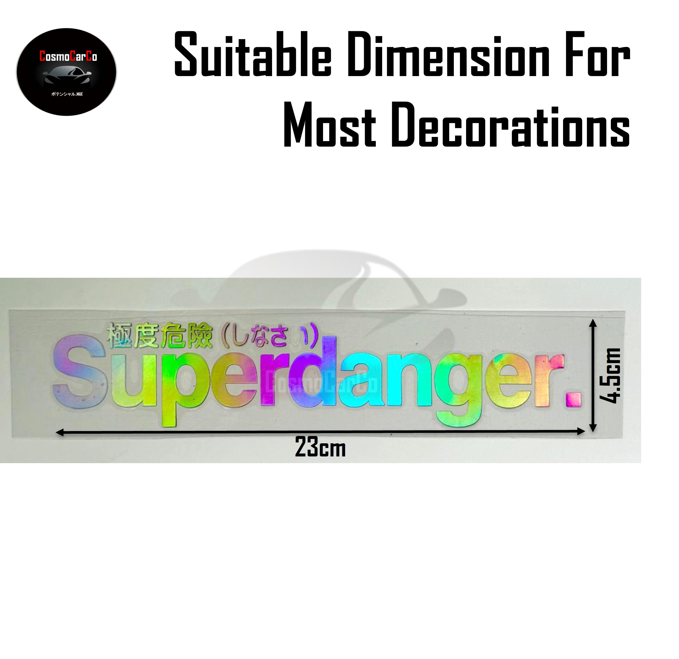SUPERDANGER Car Body Sticker Decal Motorcycle Motorbike SHINY Holographic Window Stickers JDM