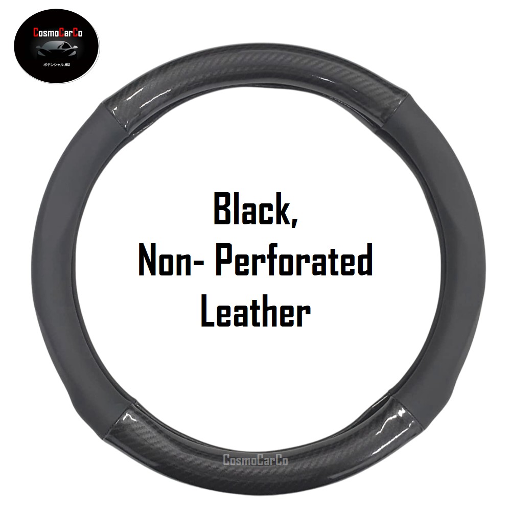 Car Steering Wheel Cover Carbon Fiber With Breathable Leather For Toyota & Honda etc 37-38cm