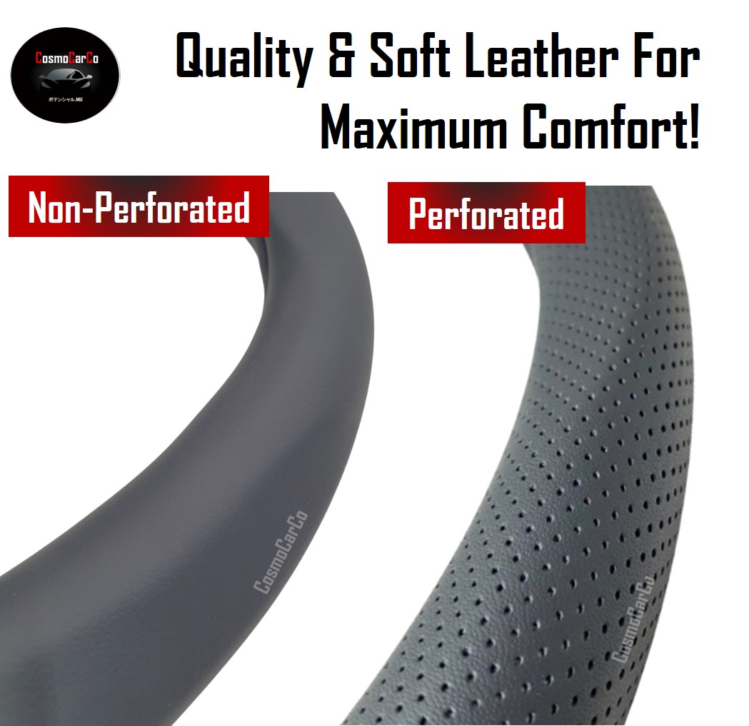 Car Steering Wheel Cover Carbon Fiber With Breathable Leather For Toyota & Honda etc 37-38cm