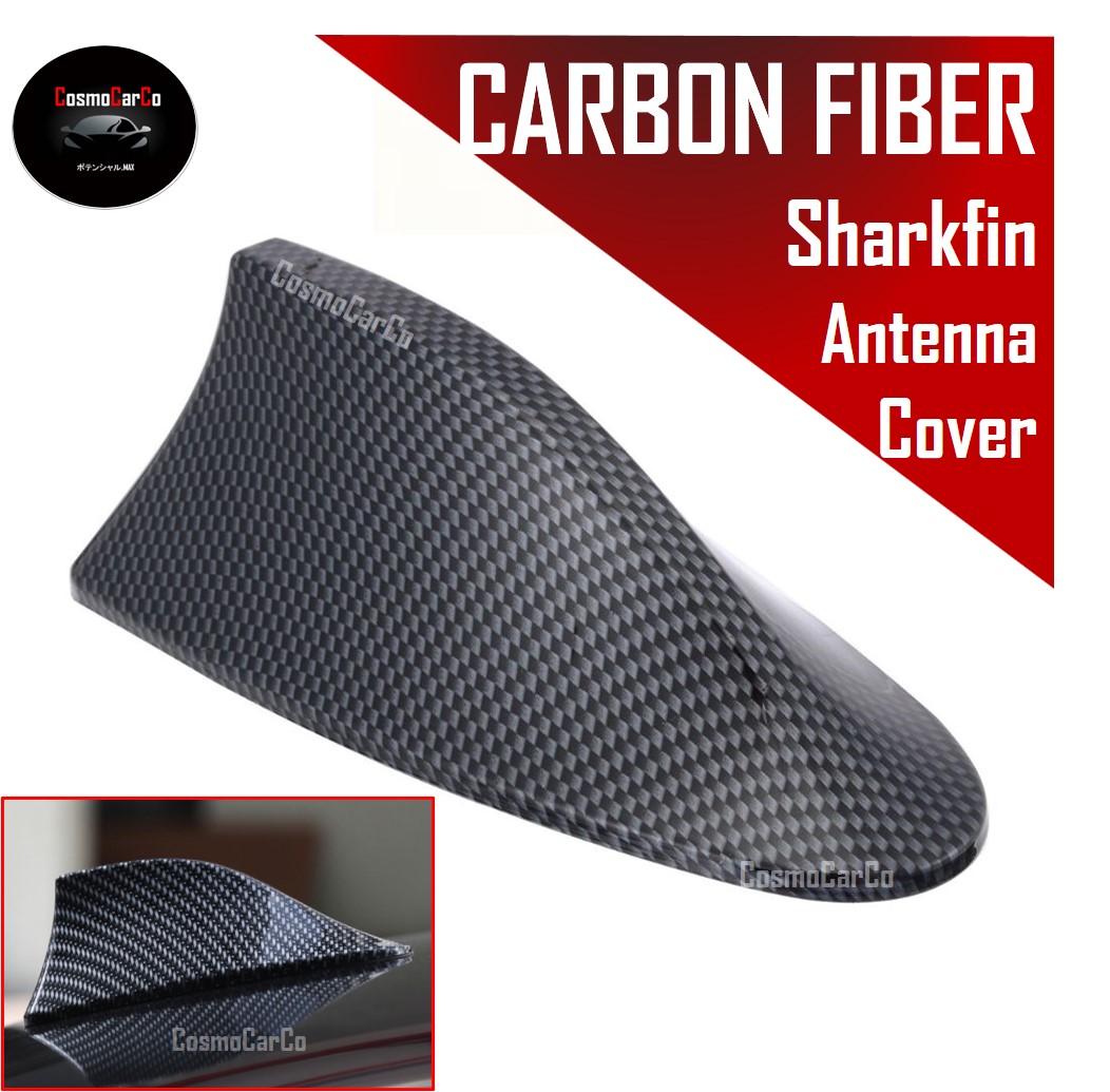 Carbon Fiber Design Car Shark Fin Antenna Cover Functional & Decorative Radio AM FM Aerial Signal Topper Accessories