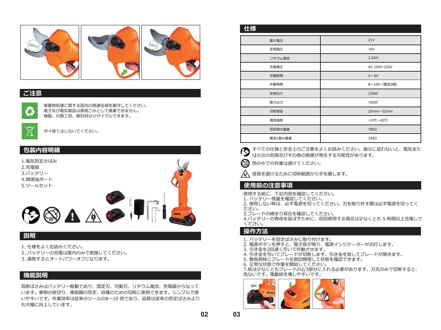 Kebtek電動鋏B05532の取扱説明書