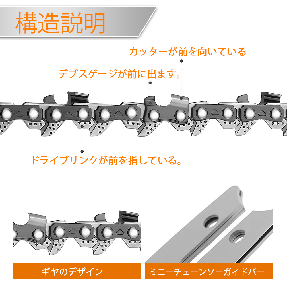 Kebtek 8インチ電動チェーンソー品番DLA-0016互換のチェーン