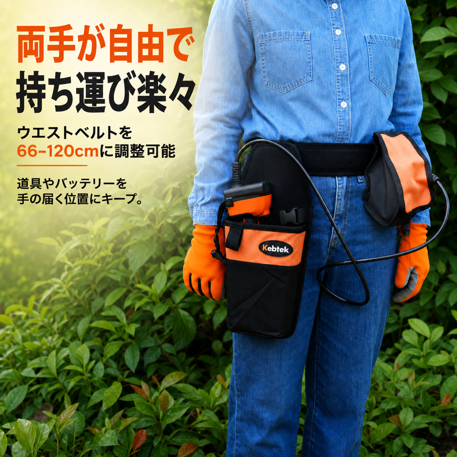 【納期は2～3週間】【2026年新型・予備バッテリー収納可】Kebtek 電動剪定鋏バッグ 両利き・左右対称 鋏が開いたまま収納可能