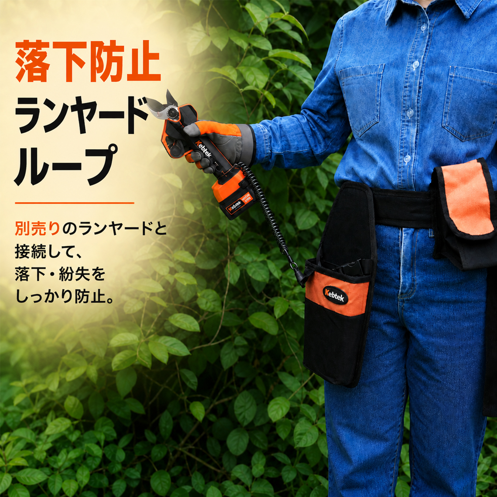 【納期は2～3週間】【2026年新型・予備バッテリー収納可】Kebtek 電動剪定鋏バッグ 両利き・左右対称 鋏が開いたまま収納可能