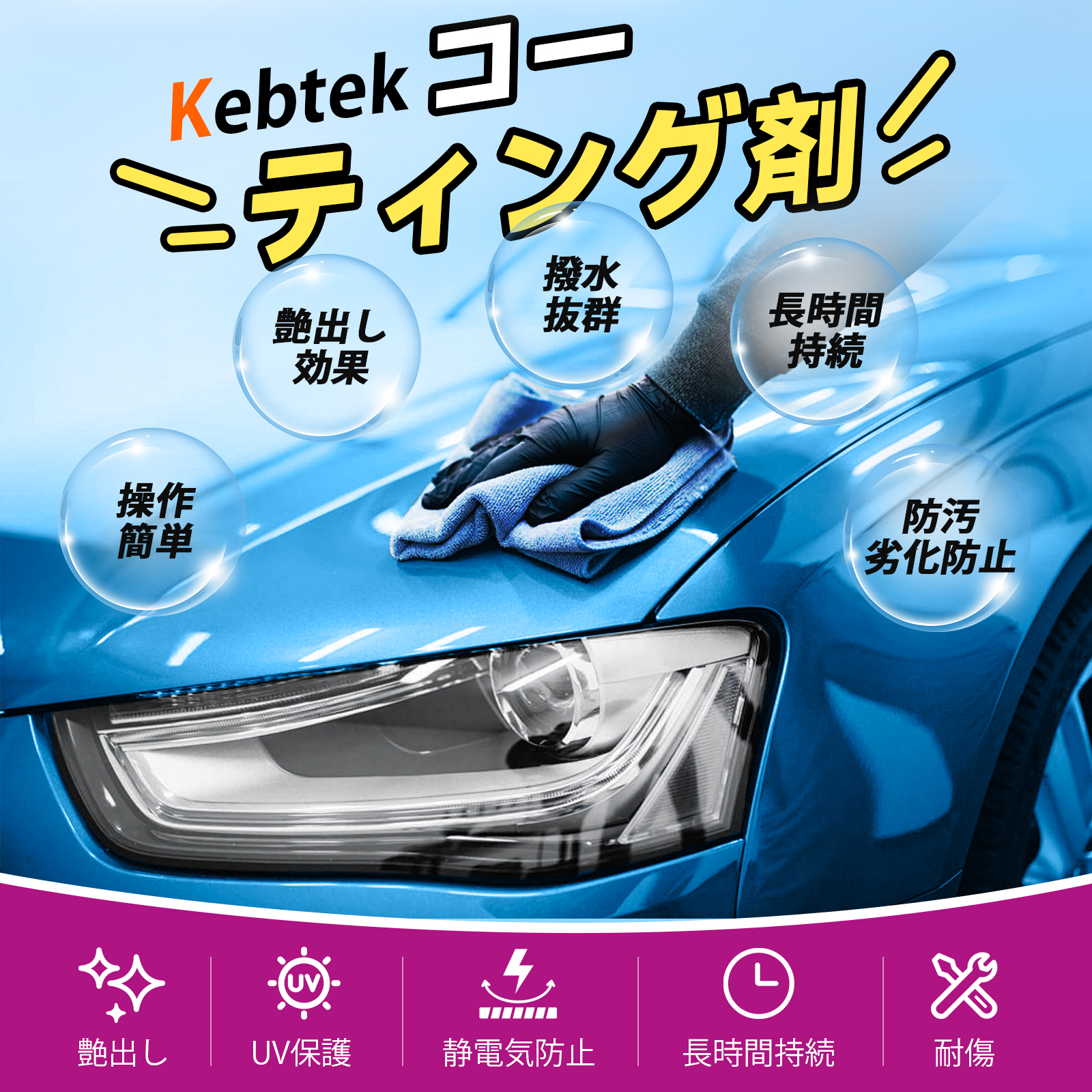 Kebtek 高圧洗浄ショートガン 6in1洗車 ケルヒャー（Karcher）K
