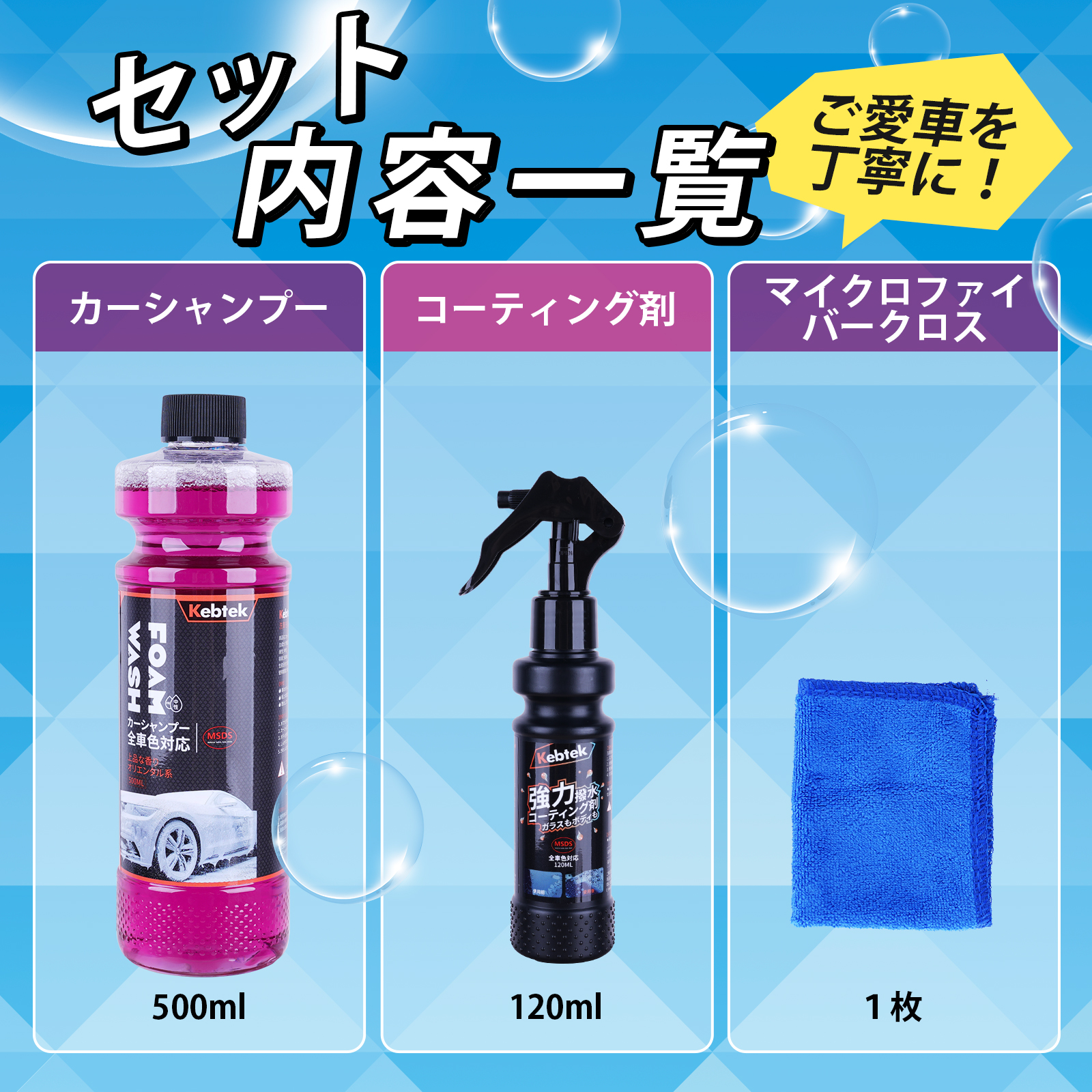 Kebtekショートガン カーシャンプーセット Kebtek 高圧洗浄ショートガン 6in1洗車 ケルヒャー（Karcher）K