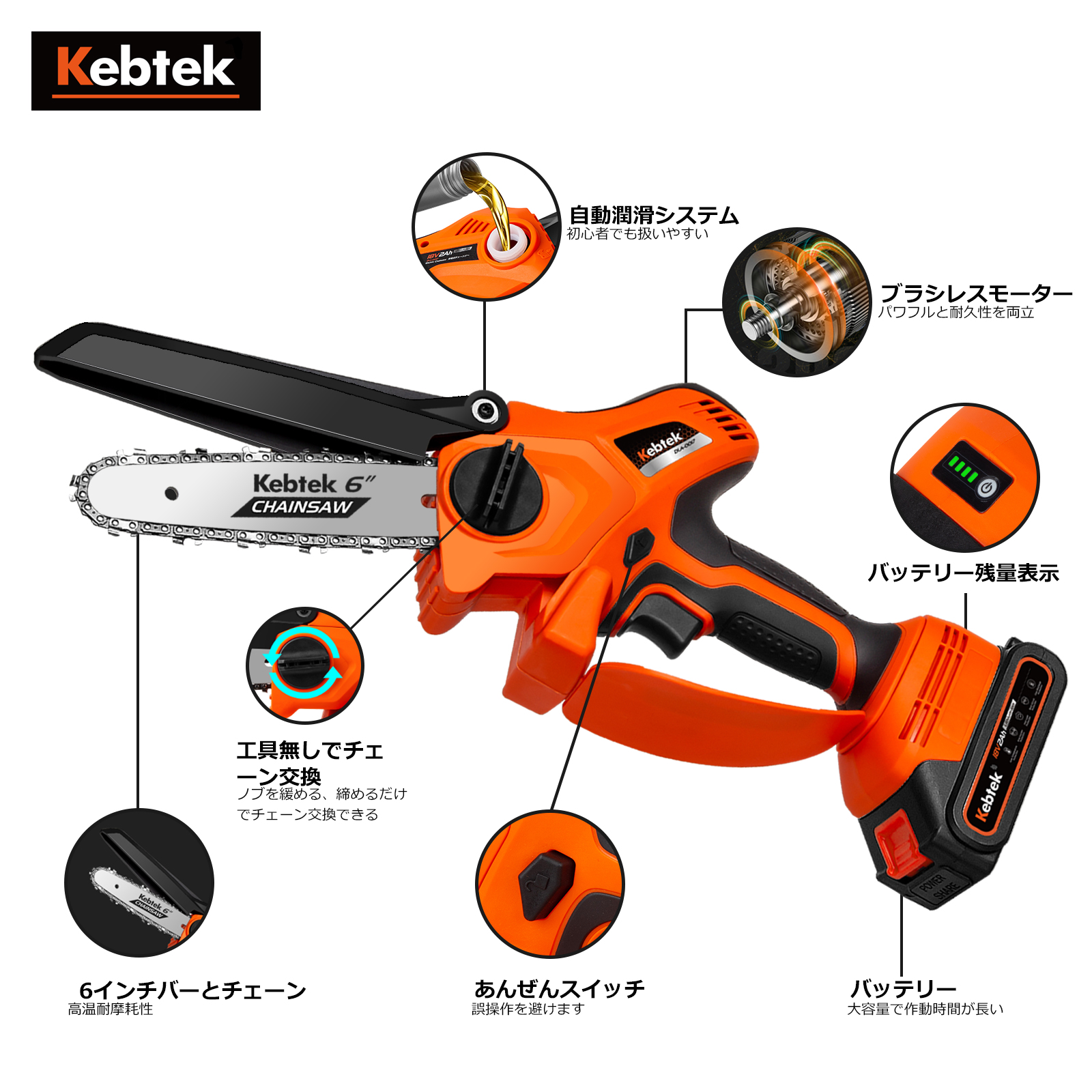 Kebtek 6インチチェーンソー 品番DLA-0017のオイルキャップ