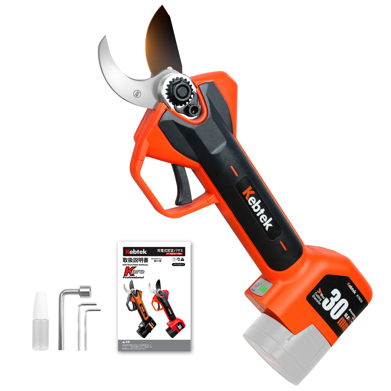 【本体のみ】2025年新型【軽さとパワーを両立・プログレッシブ機能】切断径30mm Kebtek 電動剪定バサミの本体のみ 品番KT 9030-body
