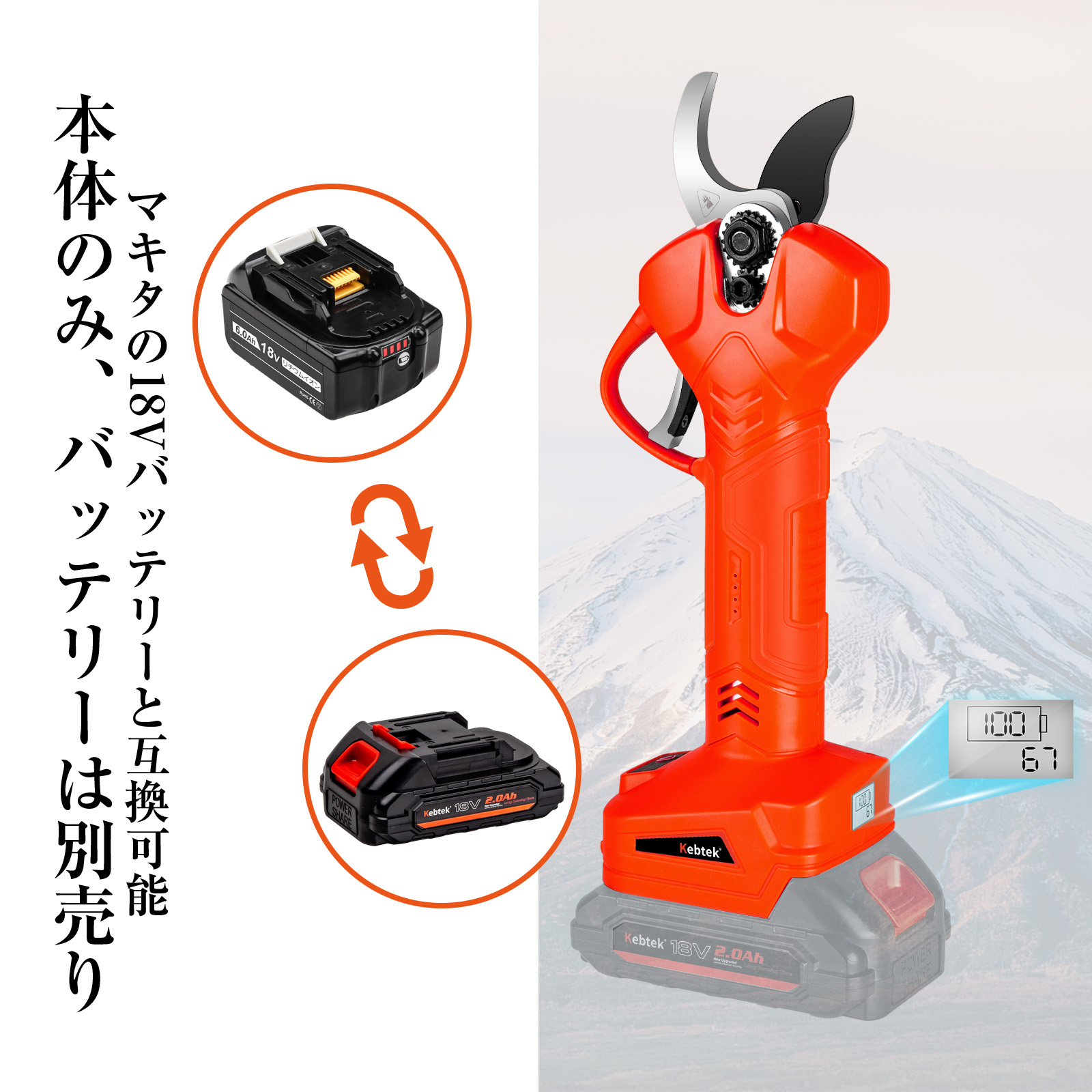 Kebtek電動剪定鋏の本体のみ 切断径32mm 品番B05532-BODY