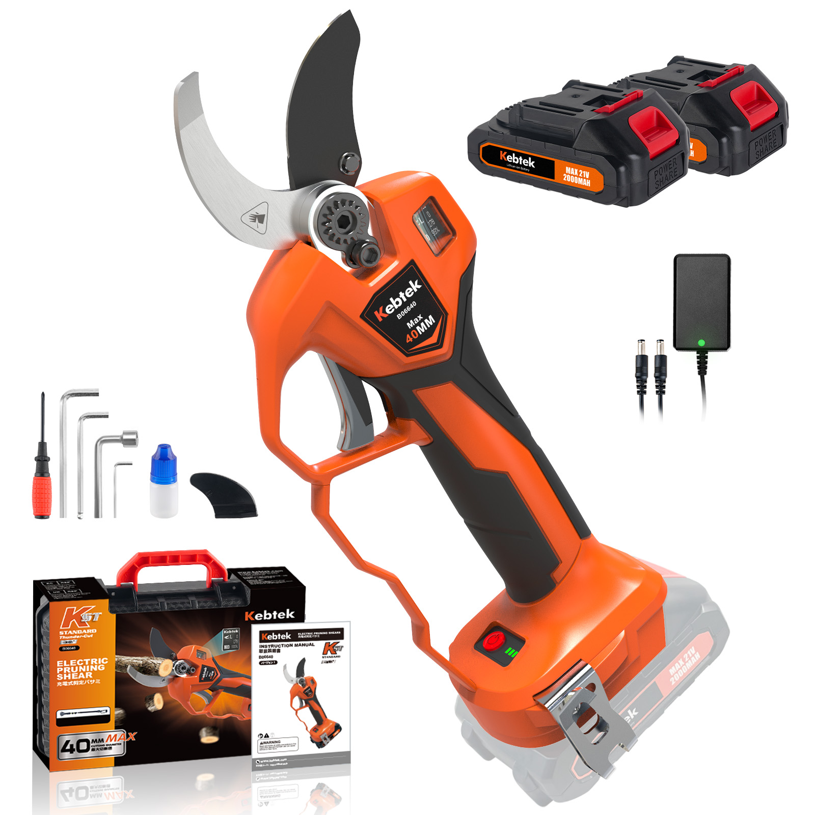 【先行予約・納期は4月初旬～中旬】【2026年新型・マキタ互換】Kebtek電動剪定バサミ 40mm  品番B06640