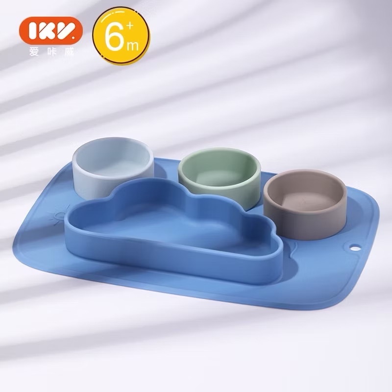 IKV Baby Silicone Separator Plate 6M+ (宝宝食品级硅胶云朵分隔餐盘)