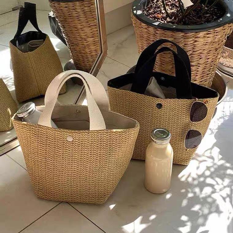 IG Seaside Summer Beach Vacation Wild Woven Retro Handbag - dianpubaba