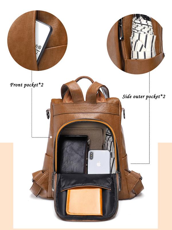 Soft Leather Anti-Theft Backpack - dianpubaba