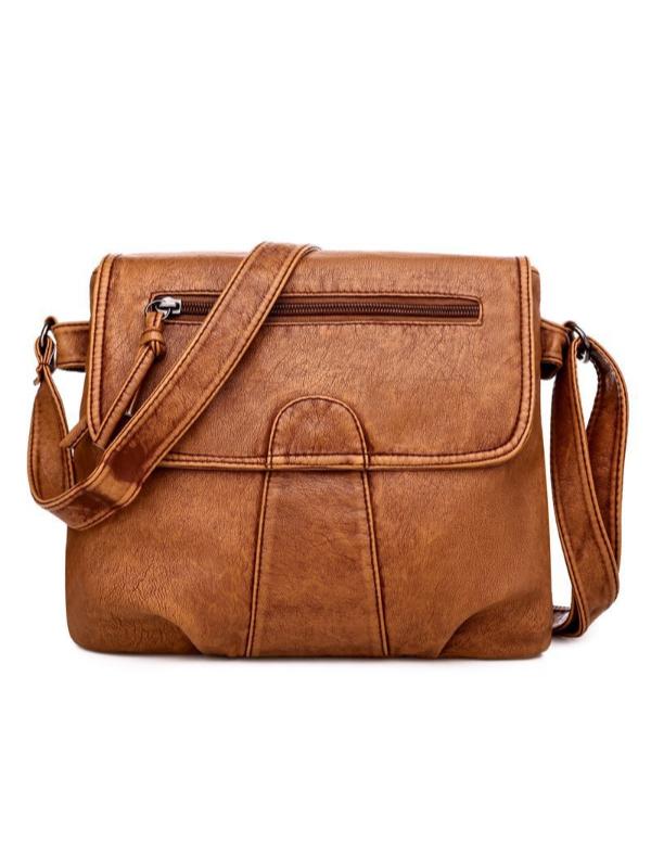 Vintage Washed Leather Pleated Utility Bag - dianpubaba
