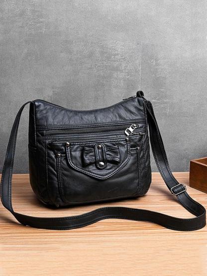 Vintage Studded Washed Leather Baggy Bag - dianpubaba