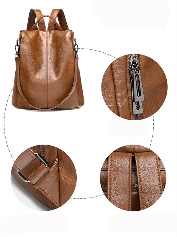 Soft Leather Anti-Theft Backpack - dianpubaba