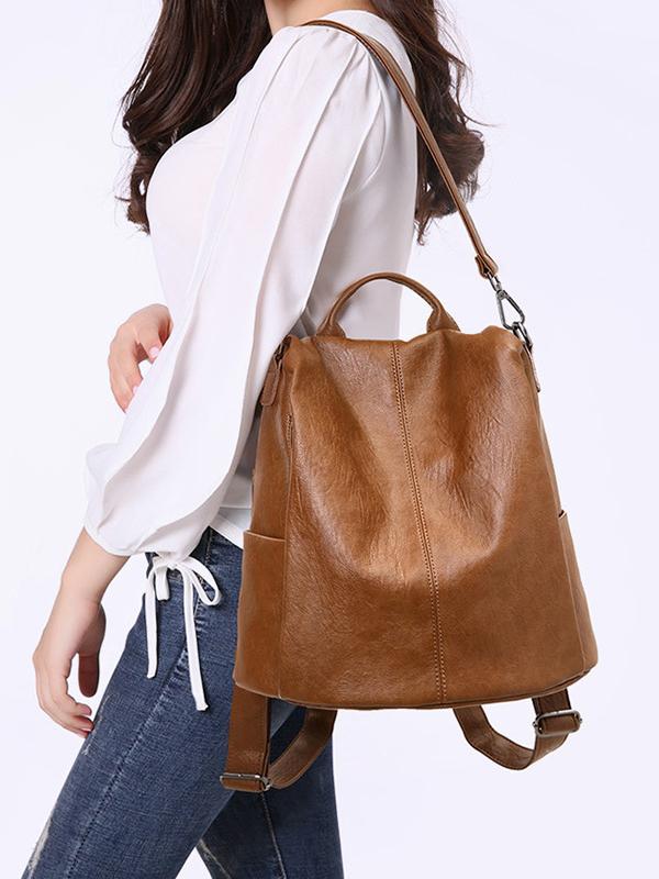 Soft Leather Anti-Theft Backpack - dianpubaba