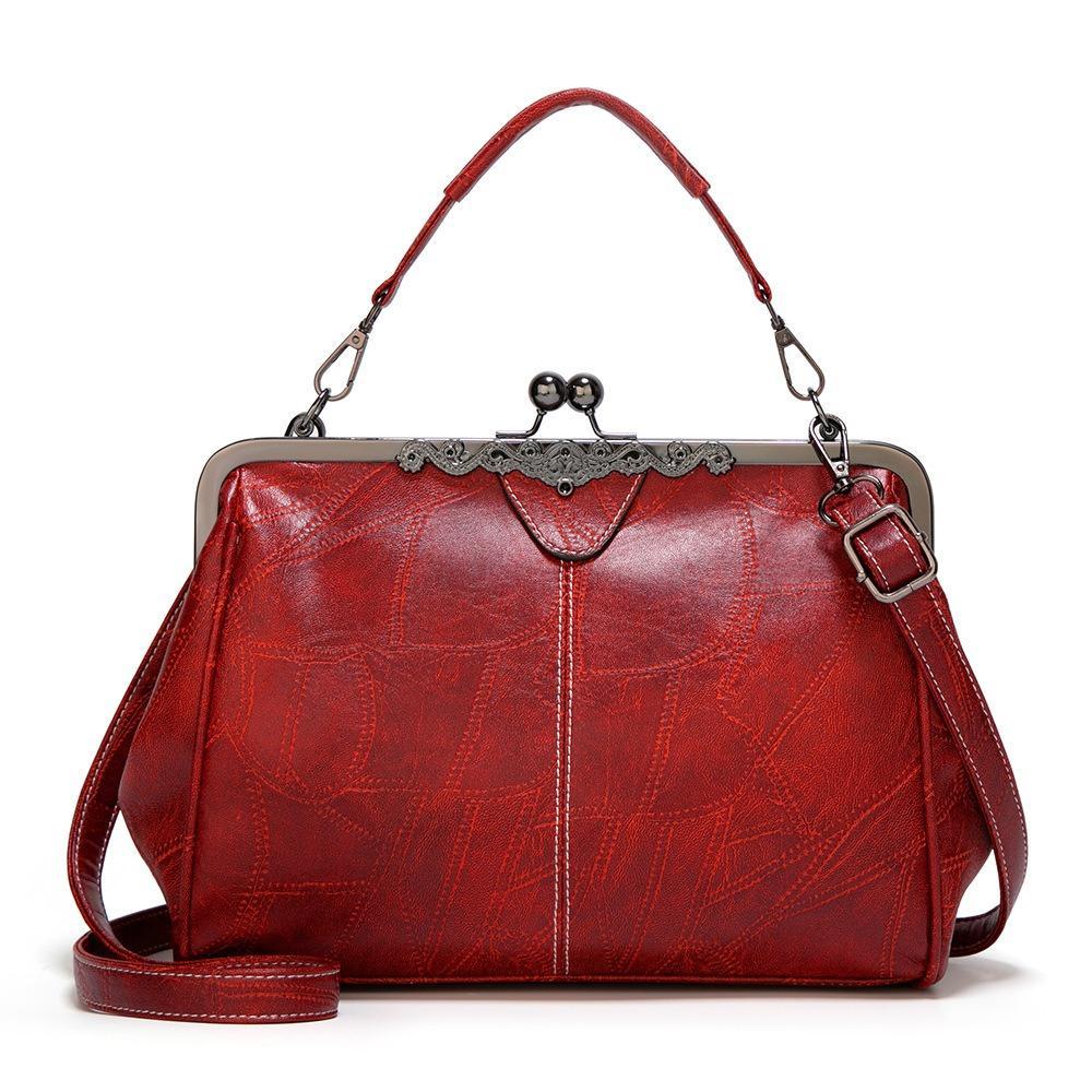 Ladies vintage leather diagonal bag handbag - dianpubaba