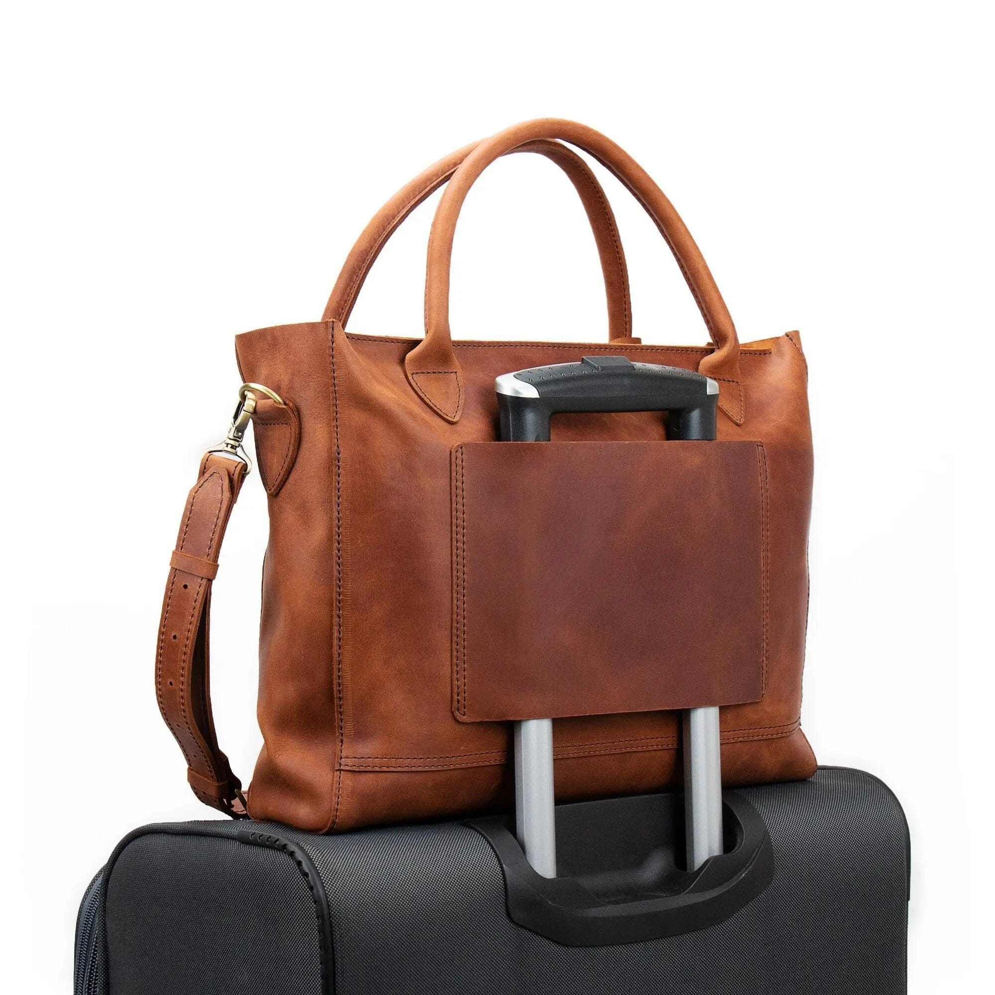 Women's Retro Handbag Oil Wax Leather Large-Capacity Luggage Bag Multifunctional Bag - dianpubaba