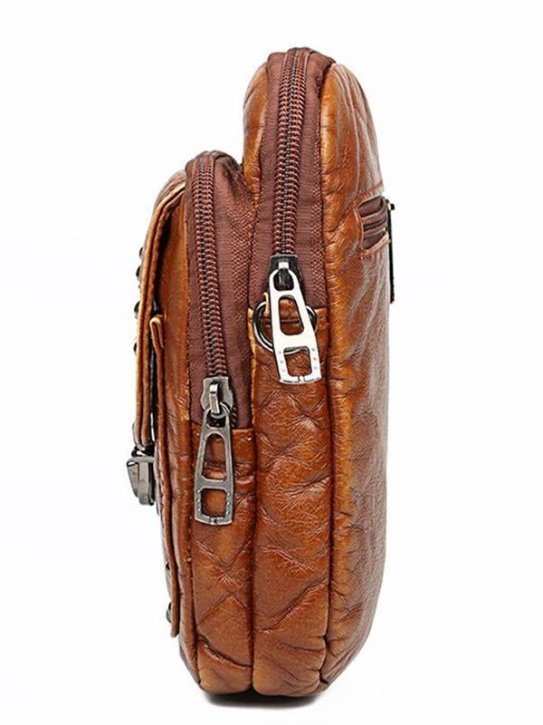 STUDDED WASHED LEATHER MINI CROSSBODY BAG - dianpubaba