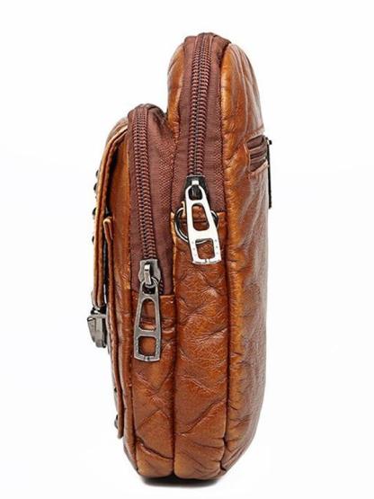 STUDDED WASHED LEATHER MINI CROSSBODY BAG - dianpubaba