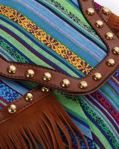 Ladies ethnic cloth bag casual fashion tassel backpack - dianpubaba