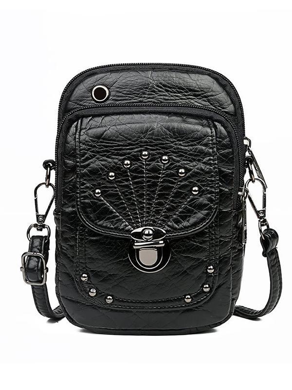 STUDDED WASHED LEATHER MINI CROSSBODY BAG - dianpubaba
