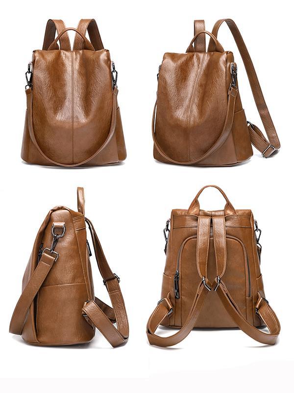 Soft Leather Anti-Theft Backpack - dianpubaba
