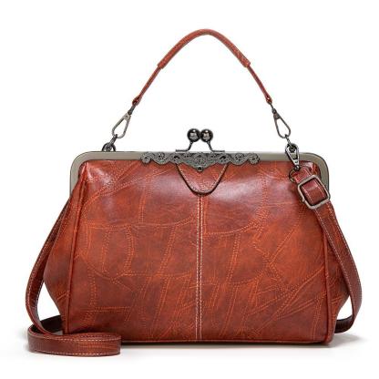 Ladies vintage leather diagonal bag handbag - dianpubaba