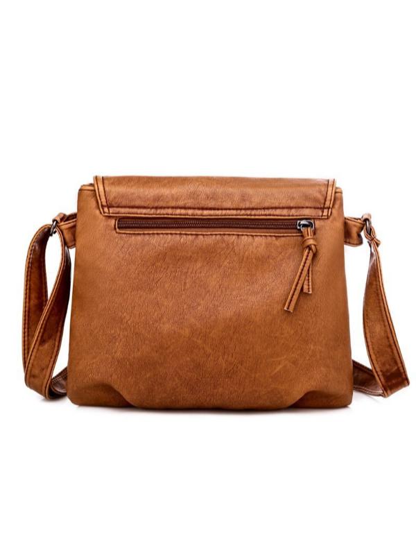 Vintage Washed Leather Pleated Utility Bag - dianpubaba
