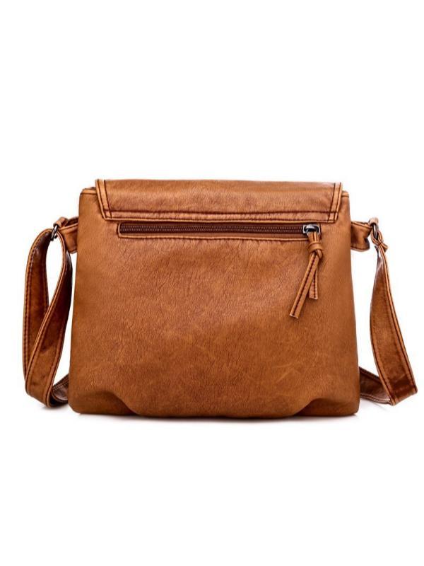 Vintage Washed Leather Pleated Utility Bag - dianpubaba