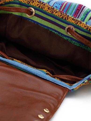 Ladies ethnic cloth bag casual fashion tassel backpack - dianpubaba