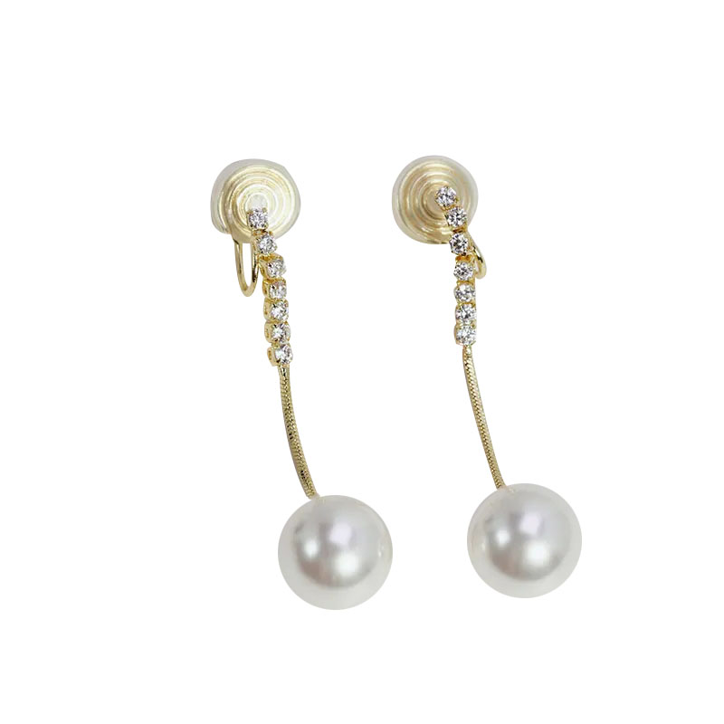 珍珠流蘇 • 夾式耳環