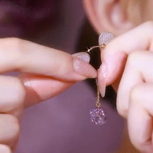 紫色鋯石氣質滿鑽耳環  