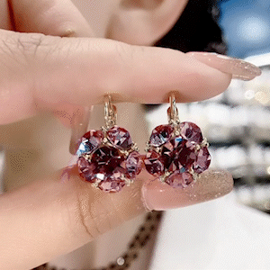 氣質紫色滿鑽清新耳扣耳環