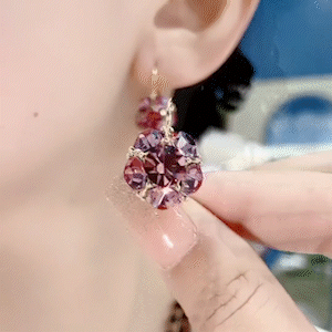 氣質紫色滿鑽清新耳扣耳環