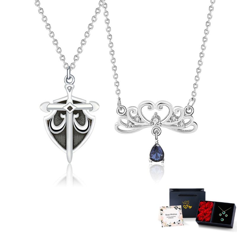 【沫緹甄選】公主與騎士情侶項錬小眾鎖骨s925銀飾情人節禮物