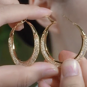 精致高級感大圈圈網狀水晶耳環