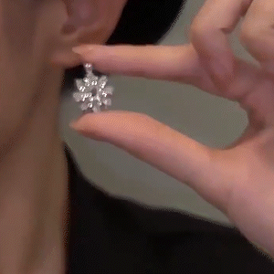 冰雪女王雪花鋯石耳環