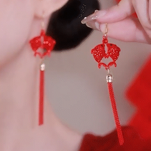 2025新年紅錦鯉耳環