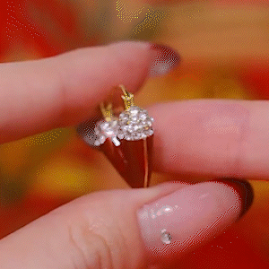 愛心VV紅色鋯石輕奢耳環